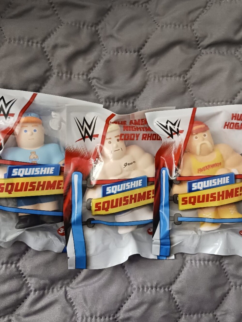 3- WWE Squishie SquishMe! Figures Hulk Hogan Cody Rhodes John Cena New